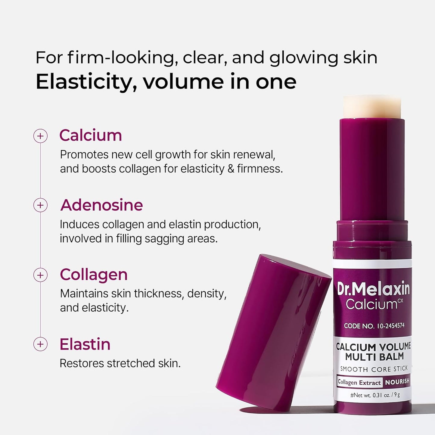 Dr.Melaxin Cemenrete Calcio Multi Bálsamo 9g Cuidado de la Piel Coreano Todo en Uno Calcio Stick Colágeno Arrugas Tratamiento Facial y de Ojos Bálsamo 2x1
