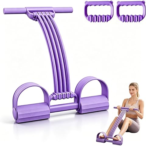 Banda de resistencia de pedal multifunción con mango, 4 bandas de resistencia ajustables de tubo para abdomen, cintura, brazo, núcleo/ABS