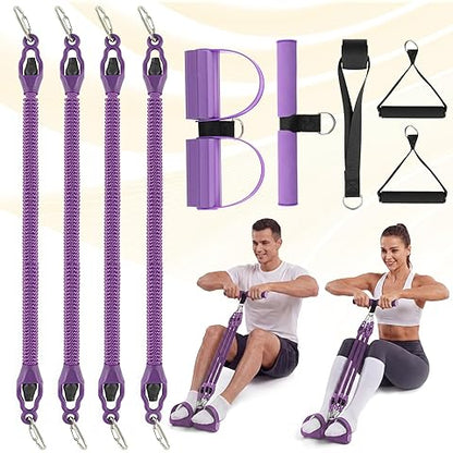 Banda de resistencia de pedal multifunción con mango, 4 bandas de resistencia ajustables de tubo para abdomen, cintura, brazo, núcleo/ABS