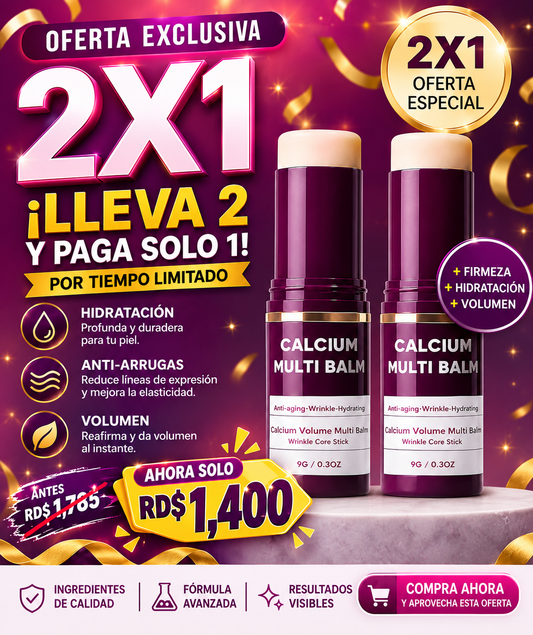 Calcium Multi Bálsamo hidratante todo en uno con calcio y colágeno, reparación de la piel antienvejecimiento para cara, ojos, labios, cuello, cuidado de la piel portátil hidratante, paquete de 2