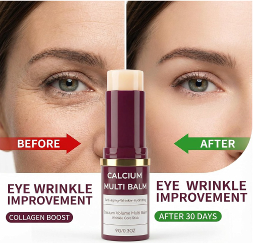 Calcium Multi Bálsamo hidratante todo en uno con calcio y colágeno, reparación de la piel antienvejecimiento para cara, ojos, labios, cuello, cuidado de la piel portátil hidratante, paquete de 2