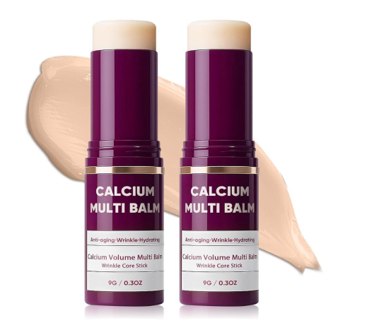 Calcium Multi Bálsamo hidratante todo en uno con calcio y colágeno, reparación de la piel antienvejecimiento para cara, ojos, labios, cuello, cuidado de la piel portátil hidratante, paquete de 2