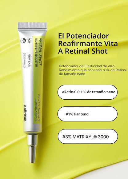 **Celimax Dúo Antiaging: Suero de Retinol 30 ml + Suero Potenciador de Retinal 15 ml | Con 0.1% Retinal, 3% Matrixyl y Vitamina A | Ayuda a minimizar poros, suavizar líneas y arrugas y mejorar la apariencia de firmeza y textura de la piel.**
