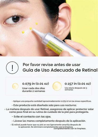 **Celimax Dúo Antiaging: Suero de Retinol 30 ml + Suero Potenciador de Retinal 15 ml | Con 0.1% Retinal, 3% Matrixyl y Vitamina A | Ayuda a minimizar poros, suavizar líneas y arrugas y mejorar la apariencia de firmeza y textura de la piel.**